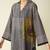 Women charcoal checked thread work cotton kurta