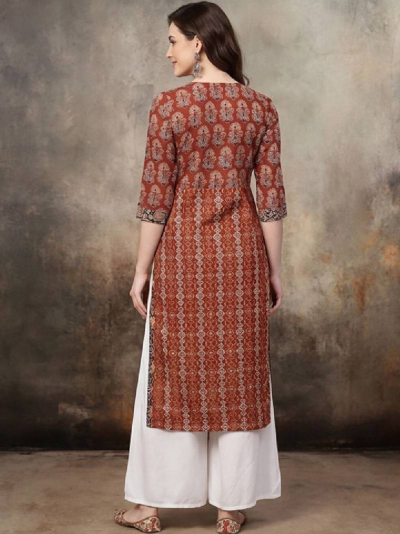 Women ethnic motifs printed indie prints kurta