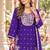Violet chinon readymade suit with embroidery & sequence work