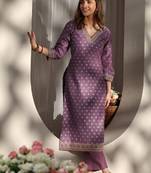 Women ethnic motifs printed chanderi silk kurta