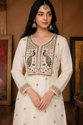 Women embroidered thread work kurta