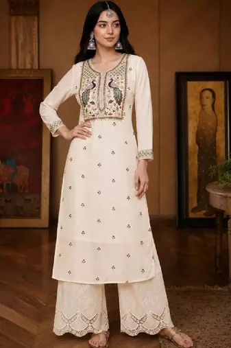 Women embroidered thread work kurta