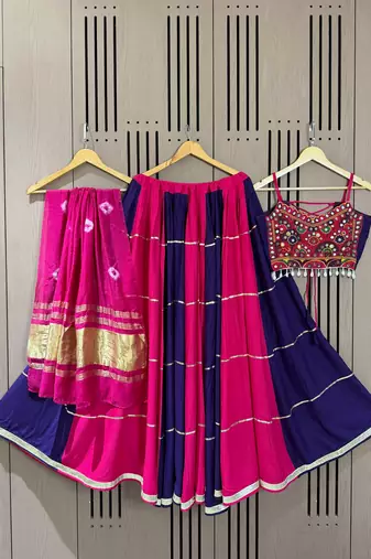 Blue Pink Kali Navratri Lehenga Choli