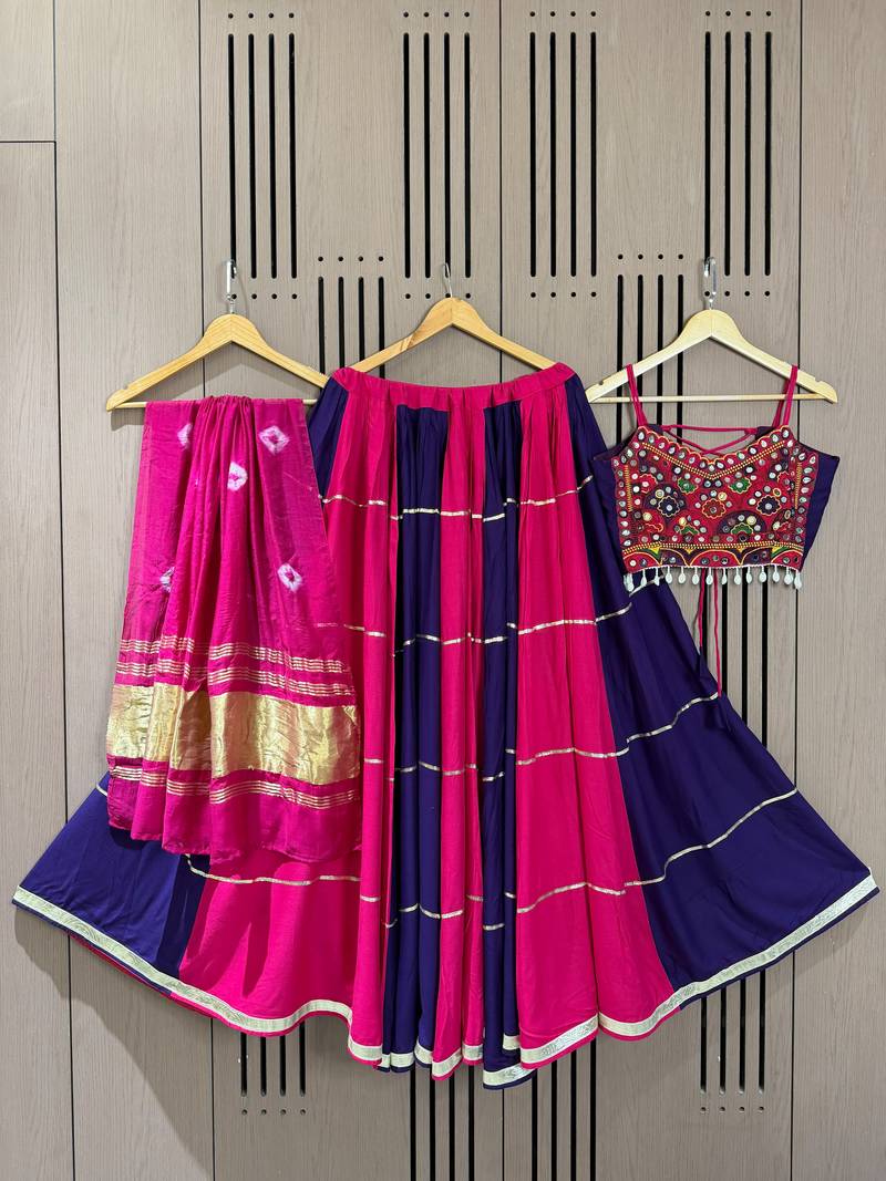 Blue Pink Kali Navratri Lehenga Choli