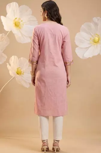Women floral embroidered thread work floral kurta