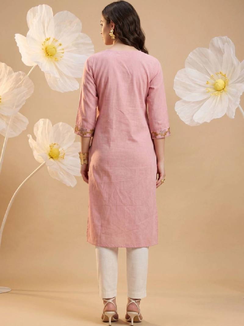 Women floral embroidered thread work floral kurta
