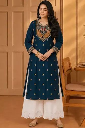 Women embroidered thread work kurta