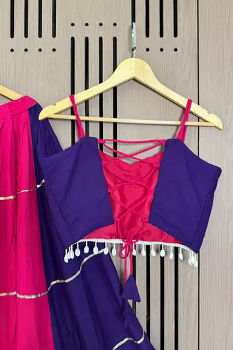 Blue Pink Kali Navratri Lehenga Choli