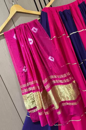 Blue Pink Kali Navratri Lehenga Choli