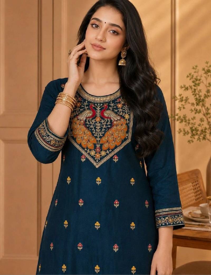 Women embroidered thread work kurta