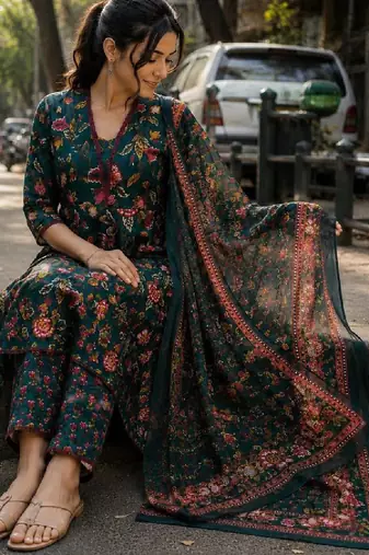 Women floral printed floral anarkali kurta