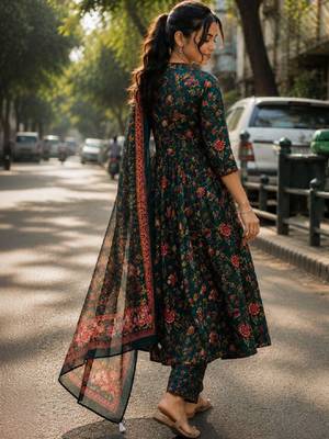 Women floral printed floral anarkali kurta 2