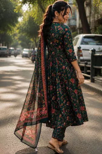 Women floral printed floral anarkali kurta