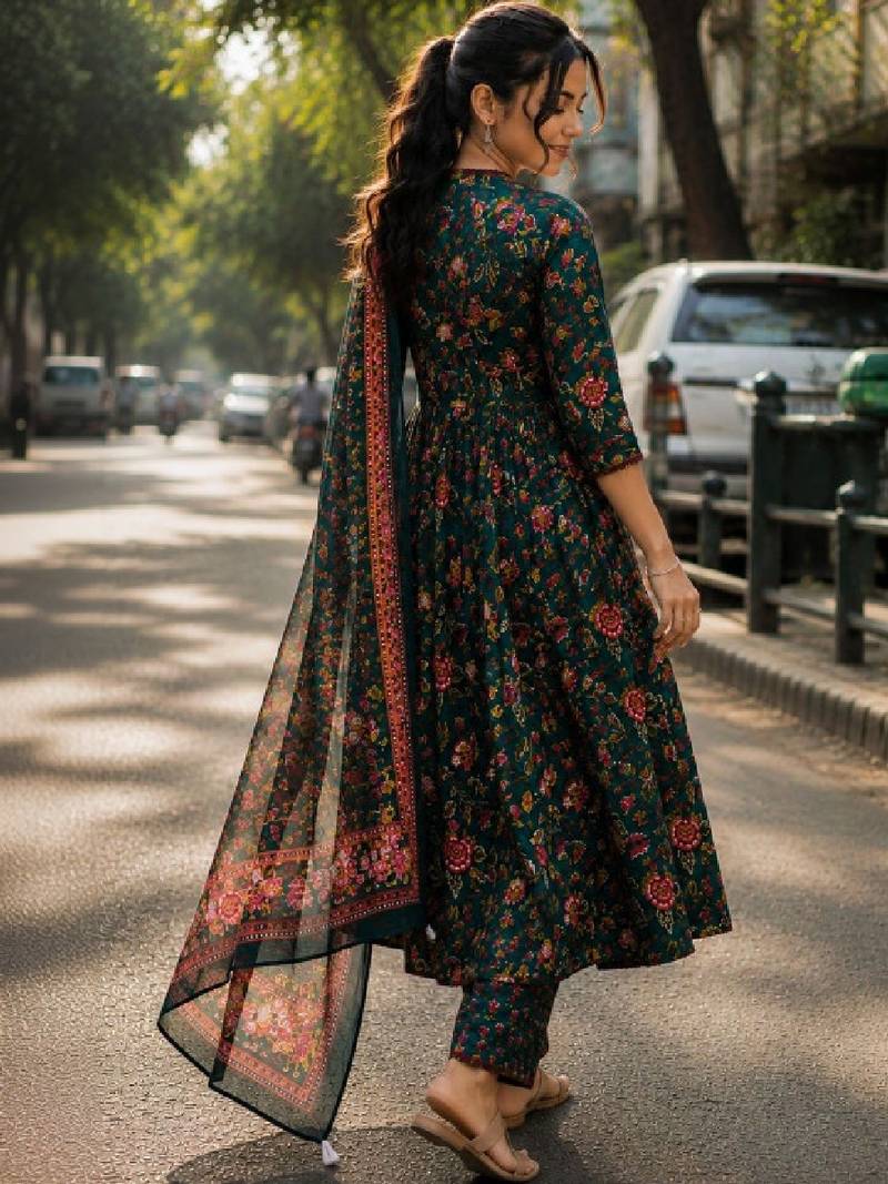 Women floral printed floral anarkali kurta