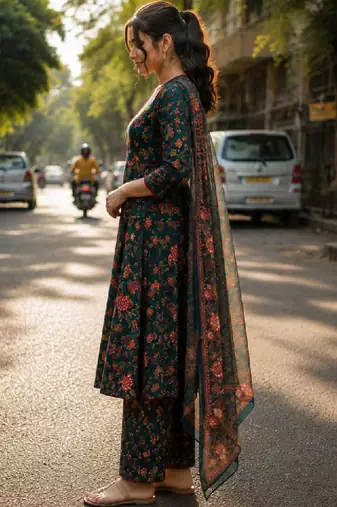 Women floral printed floral anarkali kurta