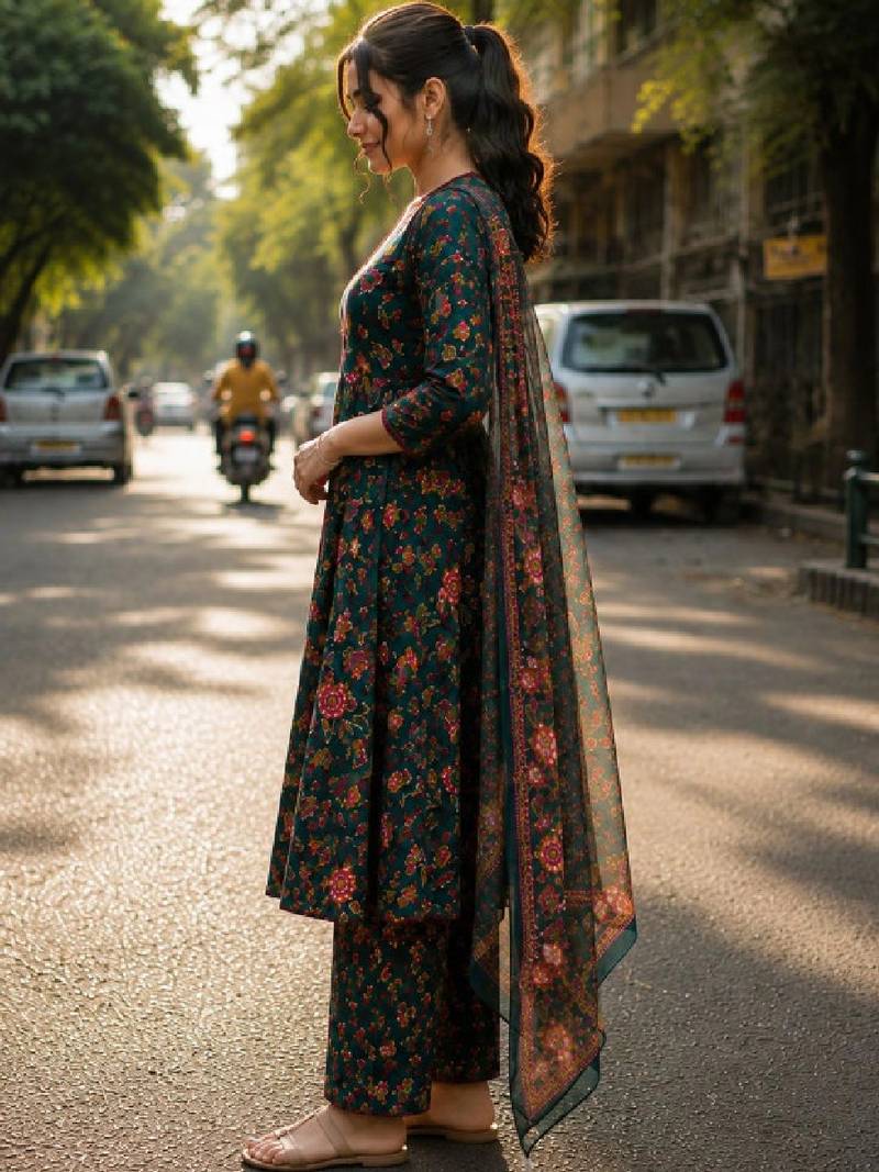 Women floral printed floral anarkali kurta