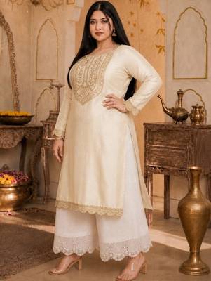 Women embroidered thread work grandeur & majestic artwork kurta 1