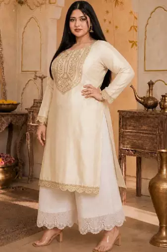 Women embroidered thread work grandeur & majestic artwork kurta