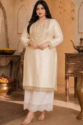 Women embroidered thread work grandeur & majestic artwork kurta