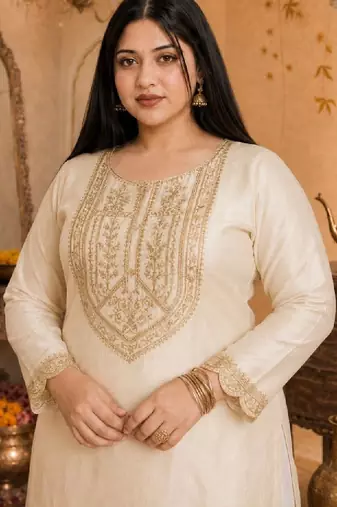 Women embroidered thread work grandeur & majestic artwork kurta