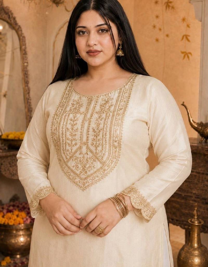 Women embroidered thread work grandeur & majestic artwork kurta