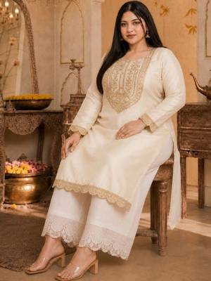 Women embroidered thread work grandeur & majestic artwork kurta 4