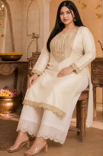 Women embroidered thread work grandeur & majestic artwork kurta
