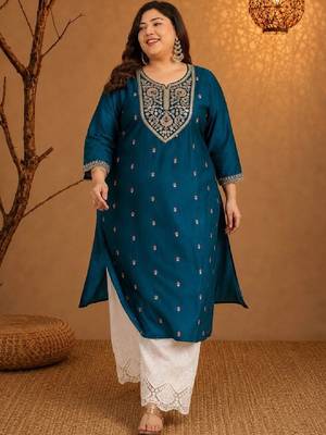 Women embroidered thread work kurta 1