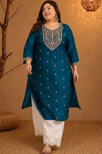 Women embroidered thread work kurta
