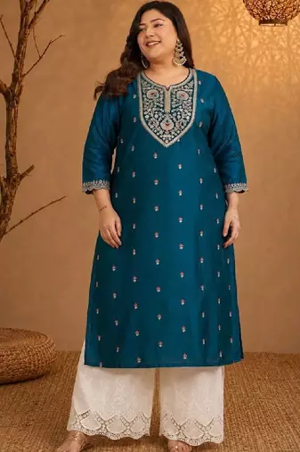 Women embroidered thread work kurta