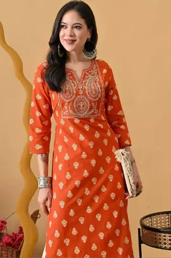 Women embroidered thread work kurta