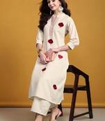 Women floral embroidered thread work floral kurta