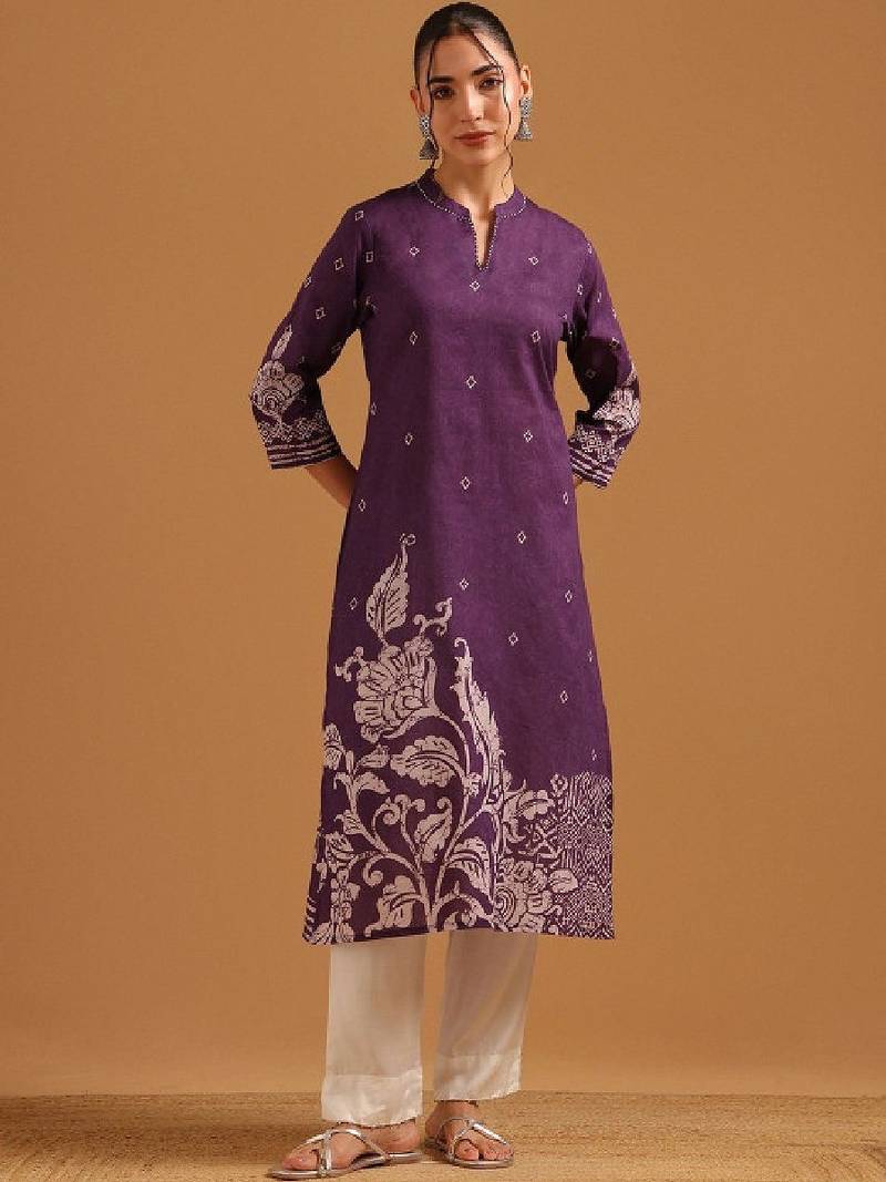 Women ethnic motifs printed indie prints kurta