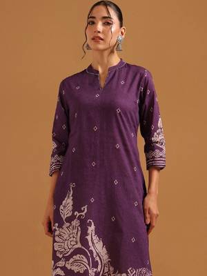 Women ethnic motifs printed indie prints kurta 4