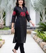 Women ethnic motifs printed thread work kurta