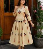 Women ethnic motifs printed mirror work anarkali kurta