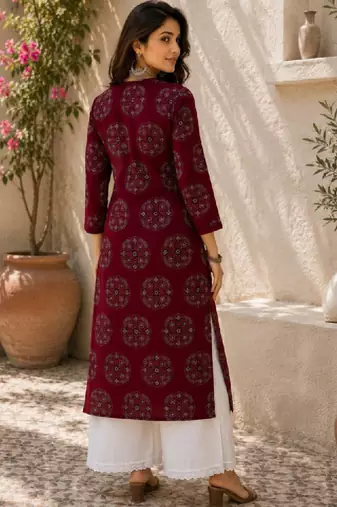 Women ethnic motifs printed indie prints kurta