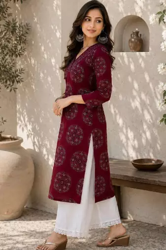 Women ethnic motifs printed indie prints kurta
