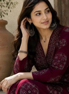 Women ethnic motifs printed indie prints kurta 4