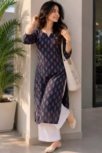 Women ethnic motifs printed indie prints kurta