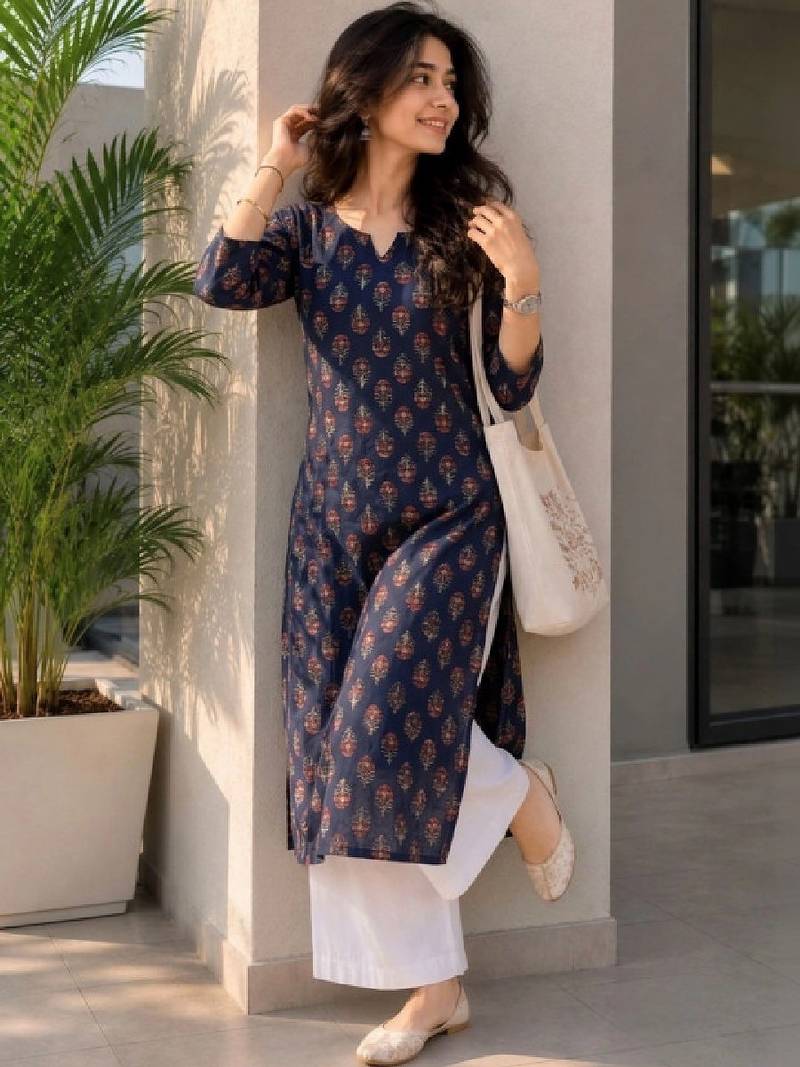 Women ethnic motifs printed indie prints kurta