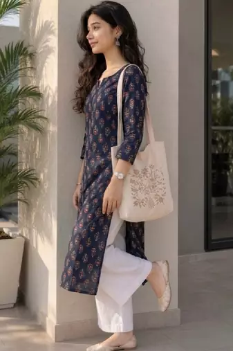 Women ethnic motifs printed indie prints kurta