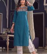 Women embroidered thread work dobby kurta