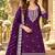 Purple georgette semi stitched suit with embroidery & zari work