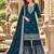 Teal georgette semi stitched suit with embroidery & zari work