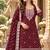 Maroon georgette semi stitched suit with embroidery & zari work