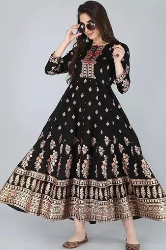 Women ethnic motifs printed anarkali kurta