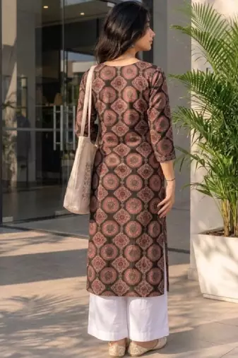 Women ethnic motifs printed indie prints kurta