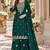 D green silk blend readymade suit with embroidery & zari work