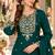 D green silk blend readymade suit with embroidery & zari work